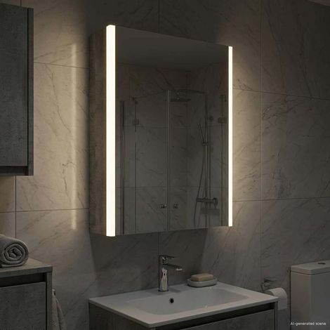 vidaXL Mobiletto per specchio da bagno Grigio cemento