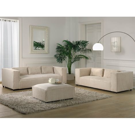 Stella - ensemble de canapés droits 2+3 places velours côtelé - beige (1/4)