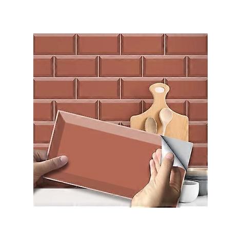 Lot de 27 stickers carrelage autocollants 20 x 10 cm, en PVC imperméable, pour la décoration murale de votre maison, cuisine, style bohème-terre. (1/4)