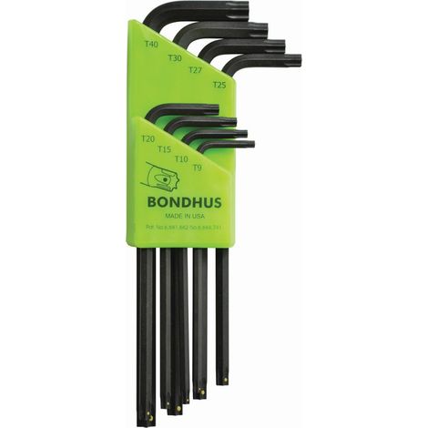 Ensemble de 8 clés® d’angle longues Torx ProHold T9-T40 Bondhus 71834 (1/2)