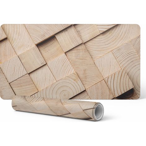 Alfombrilla de escritorio de vinilo con elegante estampado de mosaico de madera, 90x45 cm.