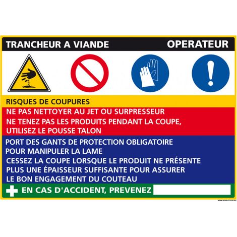 Panneau Fiche de Poste Trancheur à Viande (C1092) - Adhésif - 300 x 210 mm