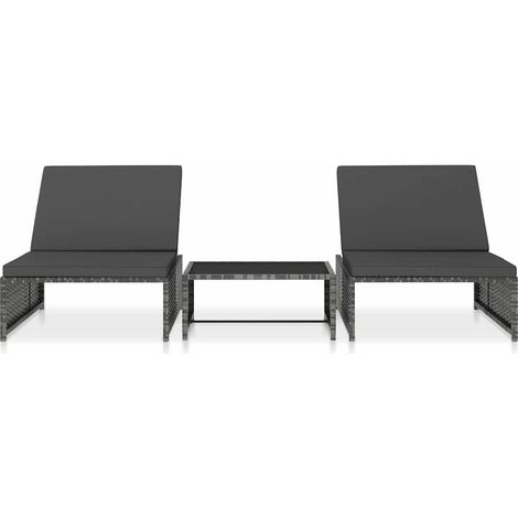 Maison Exclusive - Chaises inclinables de jardin lot de 2 et table résine tressée (1/5)