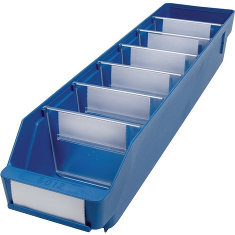 Boîte pour étagère L500xl120xH95mm bleue PP (Par 30)