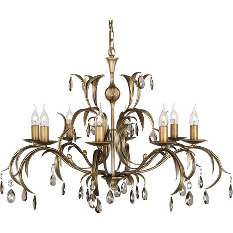Elstead Lily - Lampadario a 8 luci con foglie floreali in bronzo metallizzato (1/2)