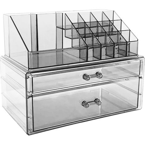 Boîte de rangement cosmétique de bureau avec tiroir, présentoir à rouges à lèvres à plusieurs niveaux, étagère de rangement