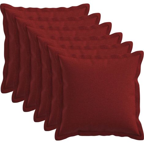 Coussin avec oreiller HOUTEN 6 pièces Bordeaux Lin synthétique vidaXL