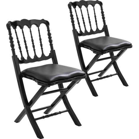 Mob Event Pro – Lot de 2 chaises pliantes noires en hêtre vernis – Galette amovible – Usage intensif intérieur/extérieur – Dimensions 62 x 42 x 83,5 cm (1/7)