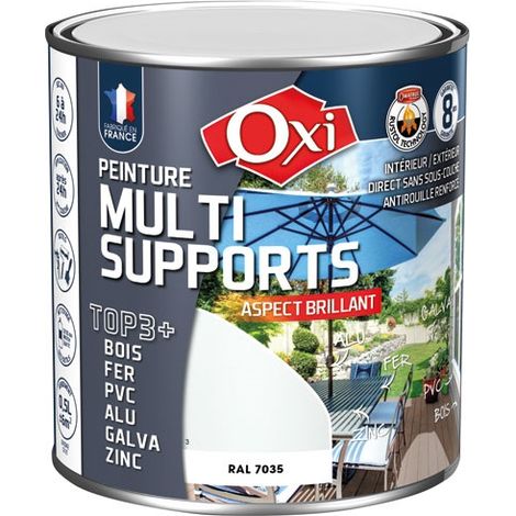 Farbtop 3 Holz Eisen PVC 500ml Hellgrau Glänzend Ral7035 - Oxi