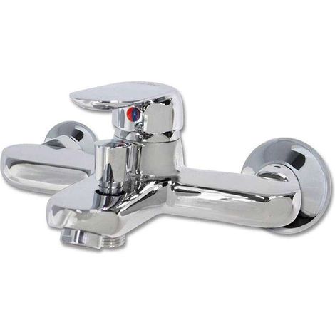 Miscelatore con deviatore da parete per vasca da bagno design moderno monocomando in ottone cromato (1/2)