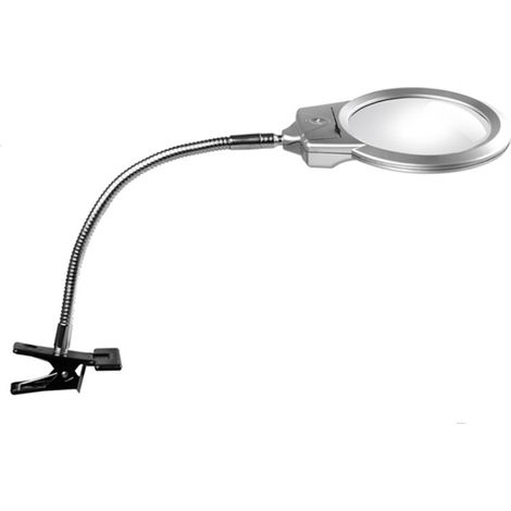 Lupa de escritorio profesional flexible, lámpara de cuello de cisne con iluminación LED brillante y clip. (1/5)