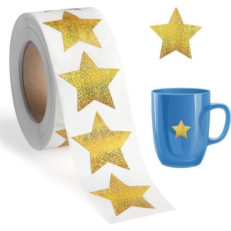 Dailygoods – Goldstern-Aufkleber, Set mit 500 selbstklebenden Deko-Aufklebern (1/5)