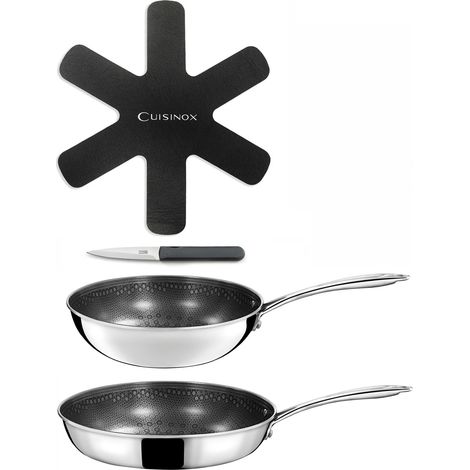 Virtuo - 1 wok 24cm, 1 poêle 28cm, 1 feutrine 28cm, 1 couteau d'office gris (1/2)
