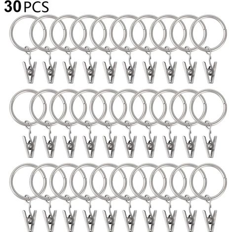 30 pcs 3,5 mm × 25 mm Innendurchmesser Durchmesser Mehrzweck Vorhang Clip Gardinenstange Gardinenringe Vorhangringe mit Clips