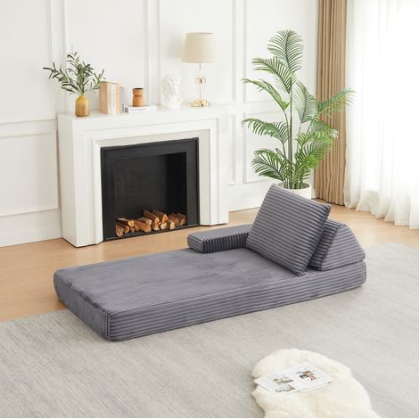 REDOM sofá modular, reposabrazos y respaldos ajustables, diseño combinable, pana gris (1/5)