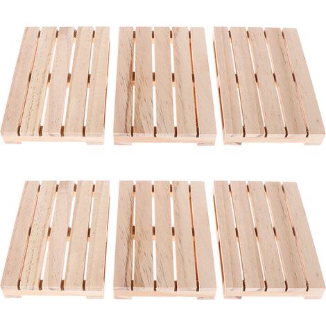 Sous-Verre En Bois Mini Palette - Pour Boissons Chaudes Et Froides - Décoration De Table Bar Restaurant - Lot De 6 (1/5)