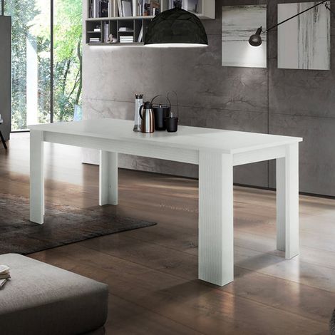 Mesa extensible madera blanca 140-190 x 90 cm salón comedor Jesi Hout