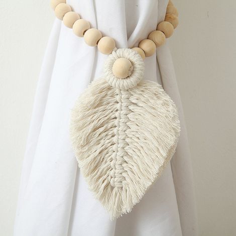 Lot de 2 nœuds de rideaux tissés à la main - Nœuds de rideaux bohèmes - Cordons de rideaux décoratifs en coton tissés à la main - Accessoires de rideaux décoratifs pour la chambre (1/5)