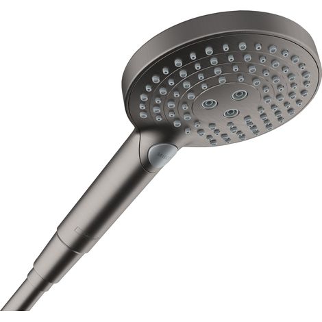 hansgrohe Raindance Select S - Doccetta per doccia a risparmio idrico 5,7 l/min (EcoSmart+), Doccino con 3 getti (incl. PowderRain), con funzione anticalcare, cromo nero spazzolato, 26516340 (1/5)