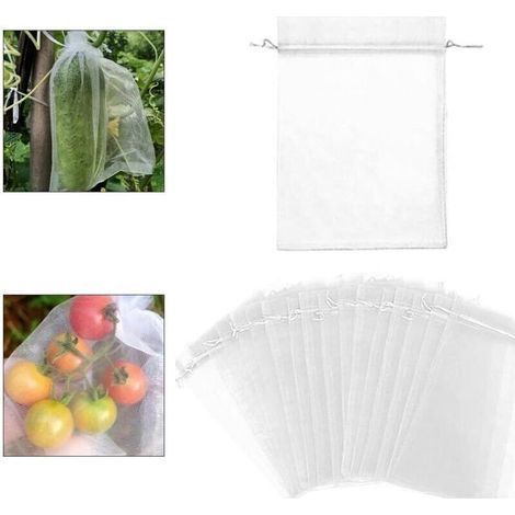 Filet anti-oiseaux et anti-insectes, sacs de protection pour fruits pour arbres et plantes, en organza, lavables et réutilisables, Lot de 100, 10 x 15 cm (1/3)