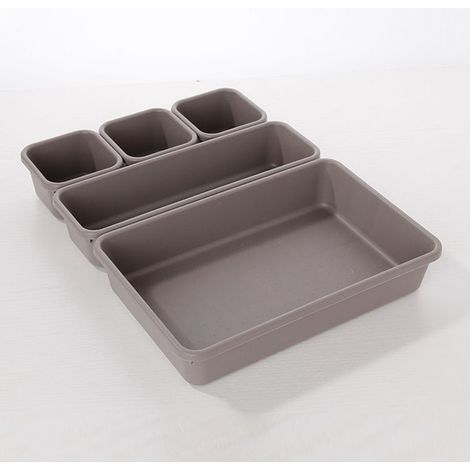 Ensemble de 8 boîtes de rangement de bureau - Gris (1/5)