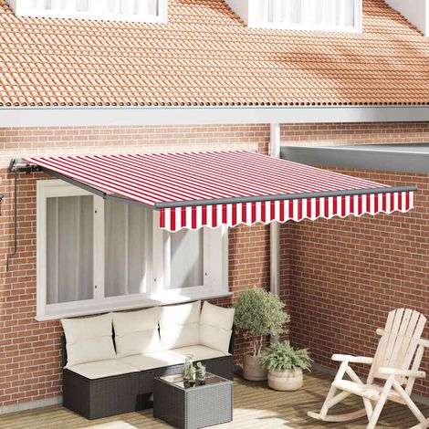 Manual Awning Manual Red and white 300 x 250 cm Fabric vidaXL (1/5)