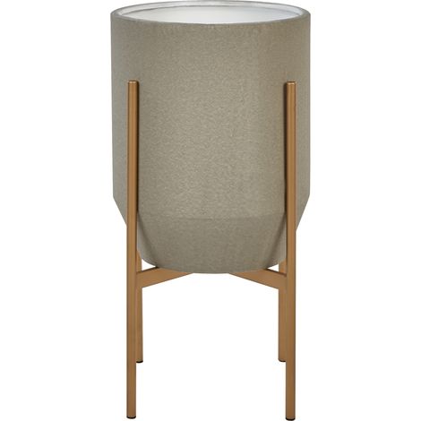 Macetero glamuroso para interior y exterior 33 x 33 x 62 cm metal gris Hybridum