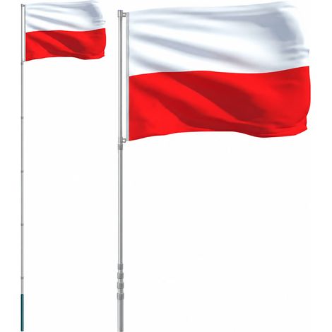 Mástil y bandera de Polonia aluminio 5,5 m vidaXL