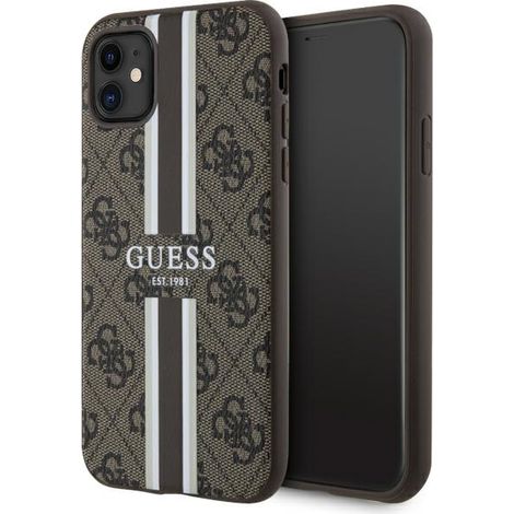 Guess GUHMN61P4RPSW iPhone 11 / XR braune/braune Hartschalen-Schutzhülle 4G mit bedruckten Streifen und MagSafe (1/5)