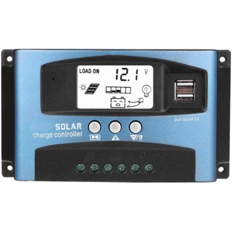 Contrôleur de Charge Solaire 40A, Contrôleur de Batterie Intelligent Régulateur Panneau Solaire USB 12V 24V Avec LCD