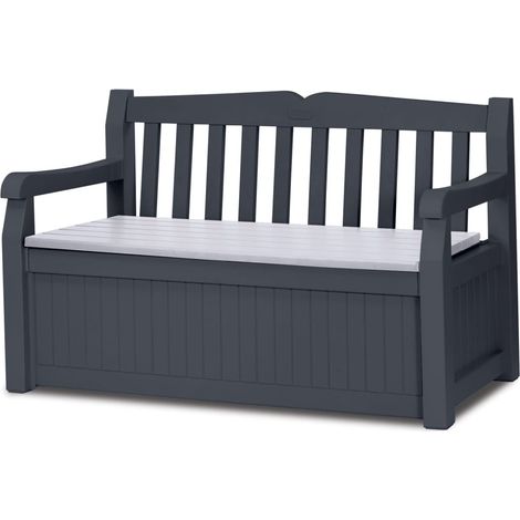 Aufbewahrungsbox Eden m. Sitzbank anthrazit/grau Auflagenbox Kissenbox Gartenbox (1/5)