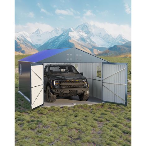 Hangar métallique fermé – Toit vertical étanche résistant vent force10 – Porte double charnière 4 fenêtres – 596×365×295 cm