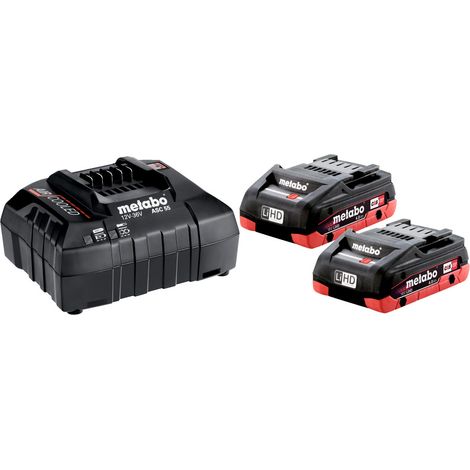 Metabo Basis-Set 2x LiHD 18V 4,0 Ah Akkus + Lader ASC55 im Karton