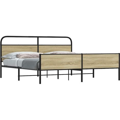 Metallbett ohne Matratze Sonoma-Eiche 200x200 cm