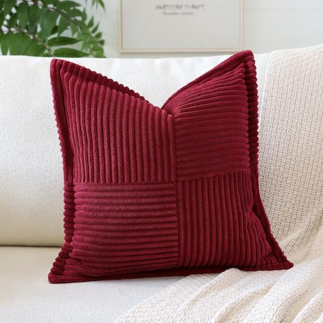 Set mit 1 dekorativem Cord-Kissenbezug, superweicher Sofakissenbezug, Heimtextilien für Wohnzimmer, Schlafzimmer, Sofa, 45 x 45 cm, weinrot (1/5)