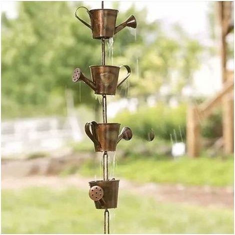 FENOPLASTICAChaîne de pluie en métal décorative 47 pouces pour gouttière – Cadeau jardin original idéal pour maman, avec adaptateur inclus (1/2)