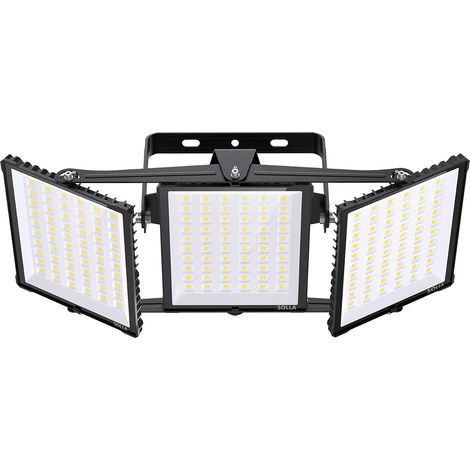 Projecteur LED extérieur 600W 2025 Plus Nouvelle Version Mis à Jour, 60000 LM, Blanc Lumière du Jour 6000K, Étanche IP66,3 Têtes Réglables, Éclairage de Sécurité Extérieur pour Cours