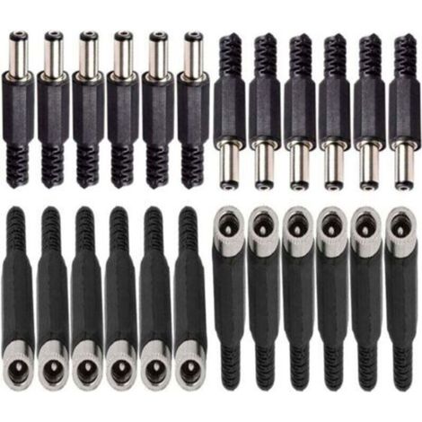 12 Stück DC-Einbausteckverbinder 2,1 mm x 5,5 mm / 2,5 mm x 5,5 mm, 12 Buchsenstecker 5,5 mm x 2,5 mm / 2,1 mm x 5,5 mm