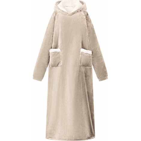 vidaXL Sweat à capuche couverture Beige L Polaire et flanelle (1/5)