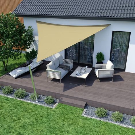 Trade Shop - Vela Tendola Triangola Parasole Protección Sole Ombregtura Giardino 3x3x3mt Beige 017019 - (1/4)