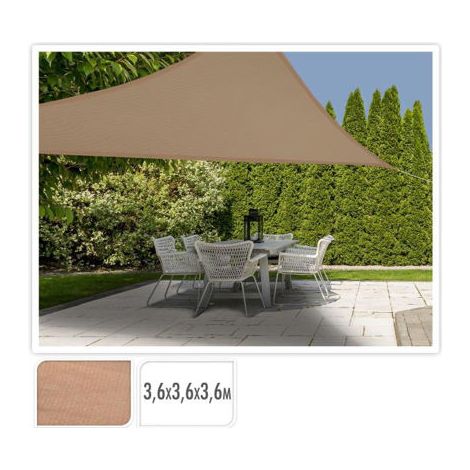 TOLDO TELA 3,6X3,6X3,6M MARRÓN