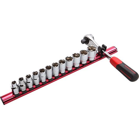 Juego de 13 llaves de vaso y carracas 1/2'' en estante magnético SAM OUTILLAGE - 75-SH13N