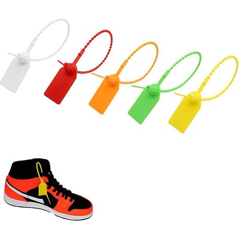 100 pezzi di fascette fermacavi multicolori, etichette di sicurezza da 250 mm, sigilli di sicurezza in plastica, sigilli antimanomissione, 5 colori, per scarpe, abbigliamento e bagagli (1/5)