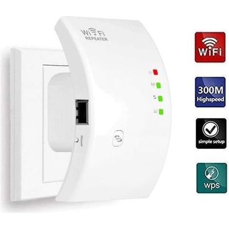 Répéteur WiFi N300 300 Mbps – Amplificateur 2.4 GHz avec Port Ethernet – Installation Rapide en 10 Secondes – Compatible Tous Routeurs (1/5)