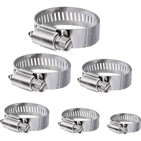 Colliers de serrage inoxydables, lot de 36 pinces réglables 6-51 mm, assortiment 8 diamètres pour raccords de plomberie et tuyaux d'arrosage domestiques (1/3)