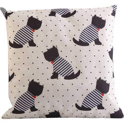 Housse De Coussin Chien Teckel - Lin Doux Fermeture Éclair Invisible - Décoration Canapé Chambre - 45x45cm (1/5)