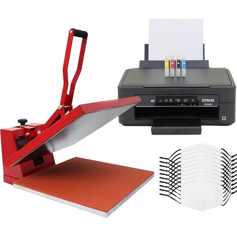 10 Sublimation Face Masks, Clam 38cm Heat Press & Epson Printer