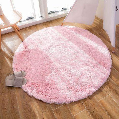 Tapis de Salon Moderne, décoration de la Maison, Tapis de Chambre en Velours Rond en Peluche Super Doux, Tapis d\\'intérieur Doux et Moelleux (Rose, 120x120 cm)-Fei Yu (1/5)