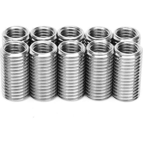 Lntyq Lot de 10 inserts de réparation de filetage M16 x 2 mâles vers M12 x 1,75 filetage femelle de 30 mm de long en acier inoxydable, manchons autotaraudeuses métriques filetés, fixations
