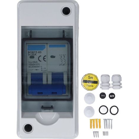Disjoncteur MCB - Boîte De Combinaison Photovoltaïque - Sectionneur Dc Étanche Ip65 - 1000 V - 20 A - Pour Installation Solaire Extérieure - 1 Pièce (1/5)